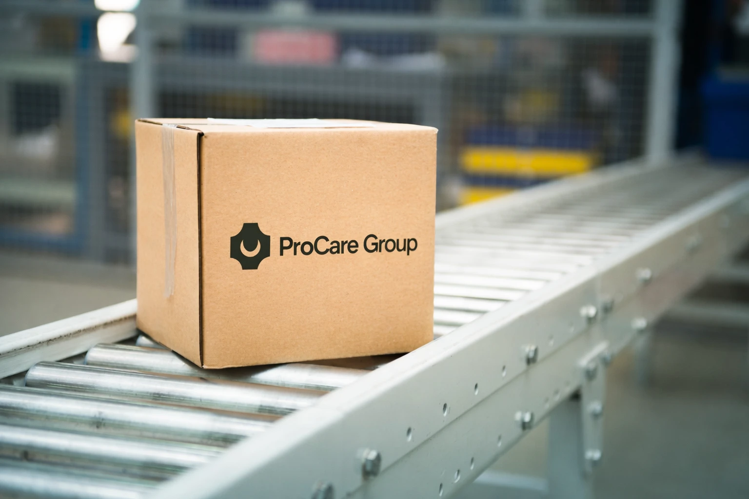 Procare Group parcel on a warehouse conveyor